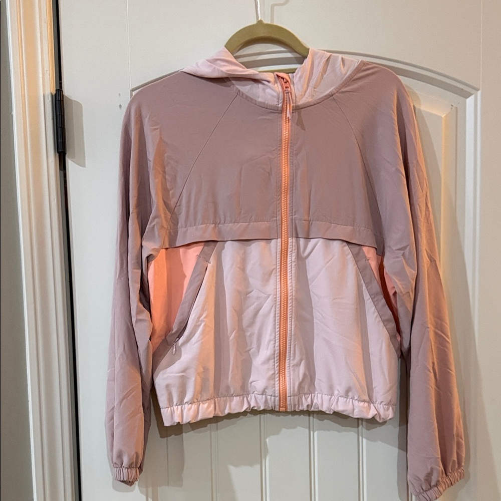 Athleta Girl Pink and Peach Hooded Windbreaker